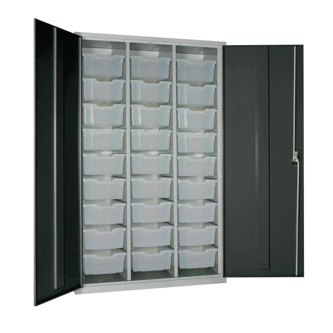 HR677 27 Tray High-Capacity Storage Cupboard - Dark Grey with Transparent Trays - JD Catering Equipment Solutions Ltd