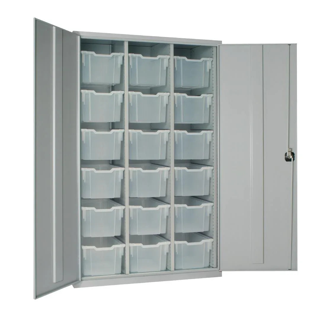HR687 18 Tray High-Capacity Storage Cupboard - Grey with Transparent Trays - JD Catering Equipment Solutions Ltd