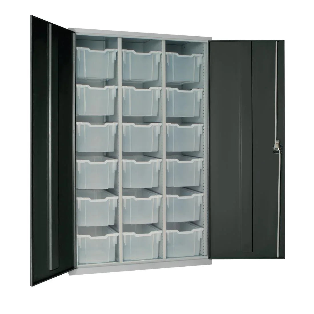 HR689 18 Tray High-Capacity Storage Cupboard - Dark Grey with Transparent Trays - JD Catering Equipment Solutions Ltd