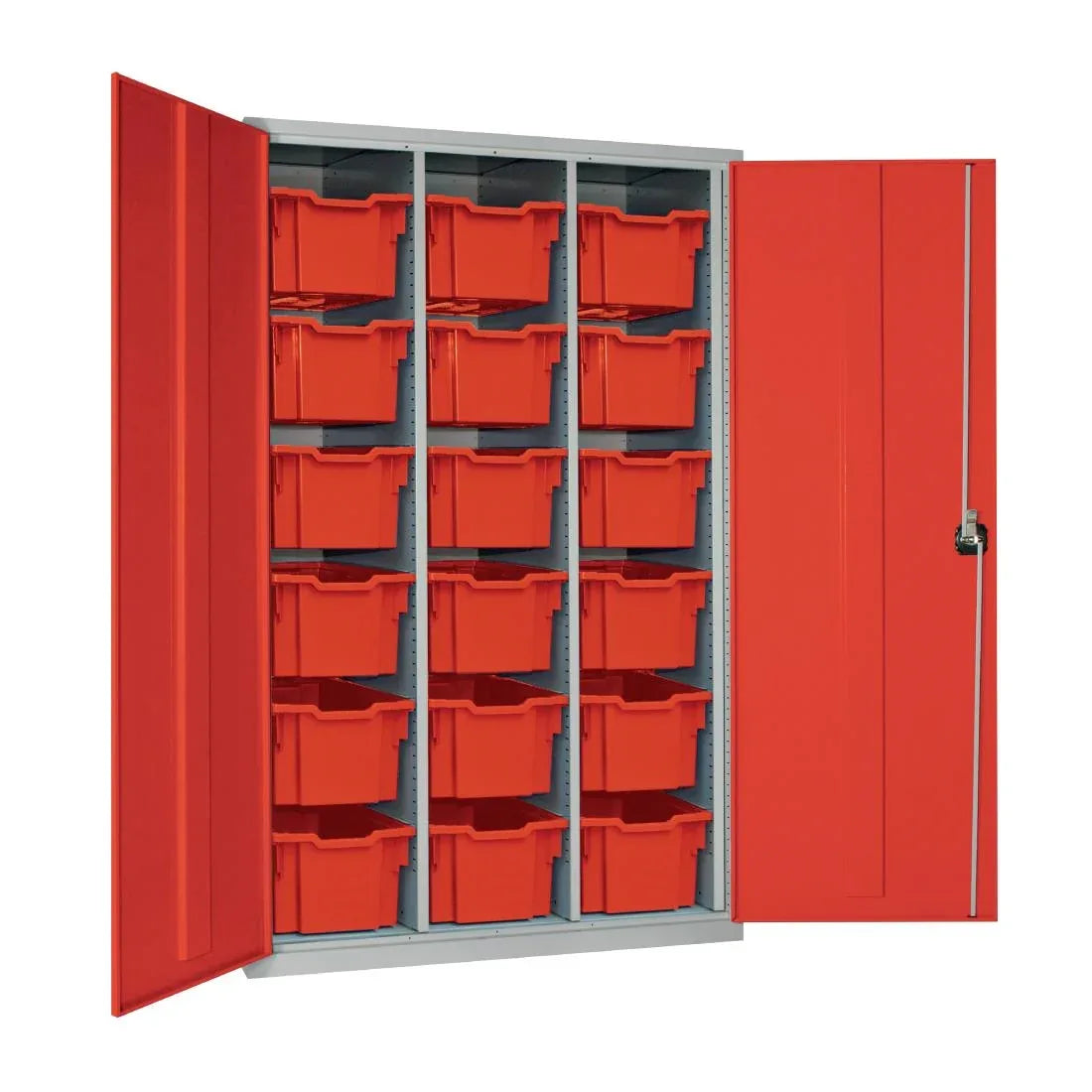 HR694 18 Tray High-Capacity Storage Cupboard - Red with Red Trays - JD Catering Equipment Solutions Ltd