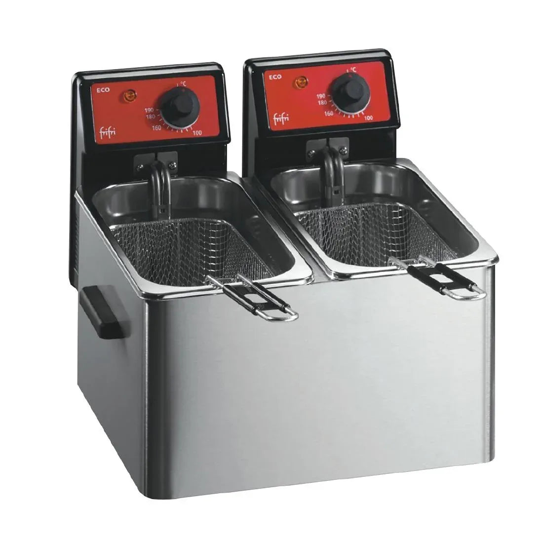 HS081-3PH FriFri Eco 4+4 Electric Countertop Fryer Twin Tank Twin Baskets 2x2.3kW Three Phase - JD Catering Equipment Solutions Ltd