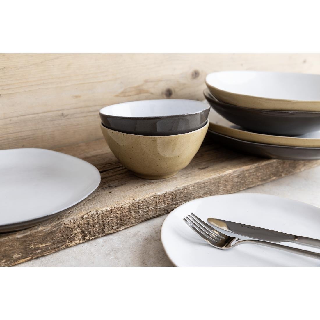 HS332 - Olympia Raw Recycled Clay Natural Coupe Plates 220mm (6 Pack)