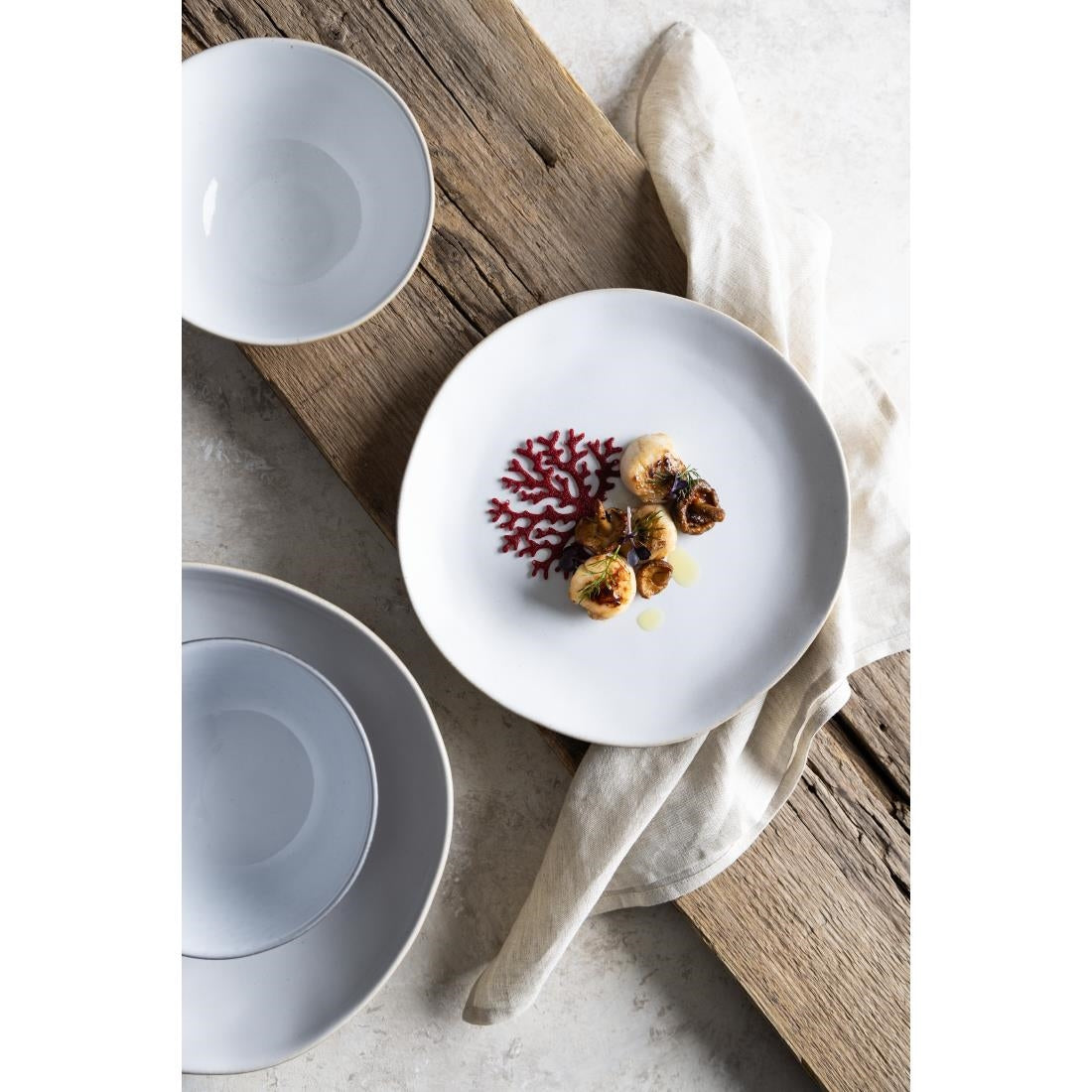 HS332 - Olympia Raw Recycled Clay Natural Coupe Plates 220mm (6 Pack)