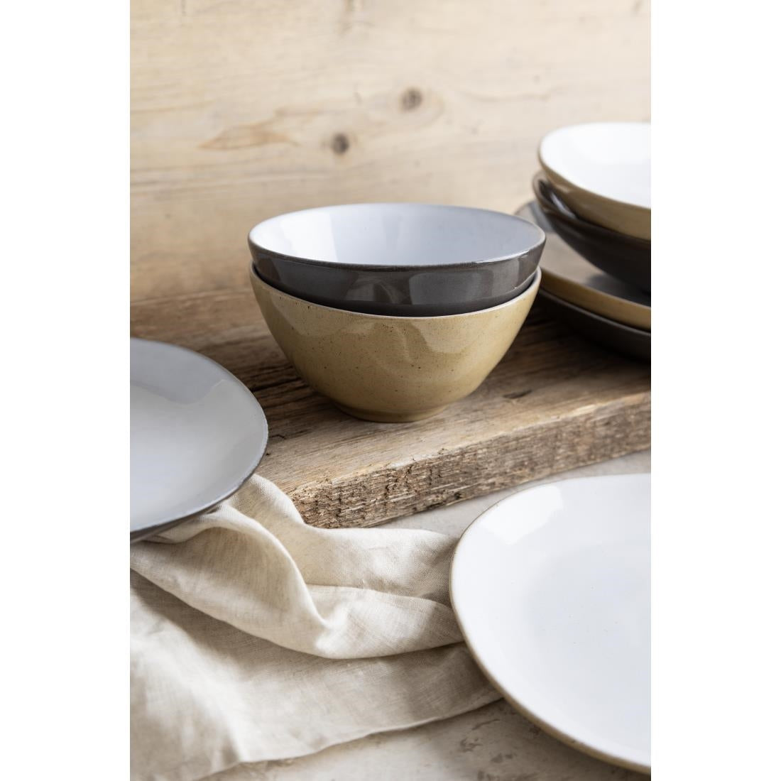 HS333 - Olympia Raw Recycled Clay Natural Deep Bowls 140mm (6 Pack)