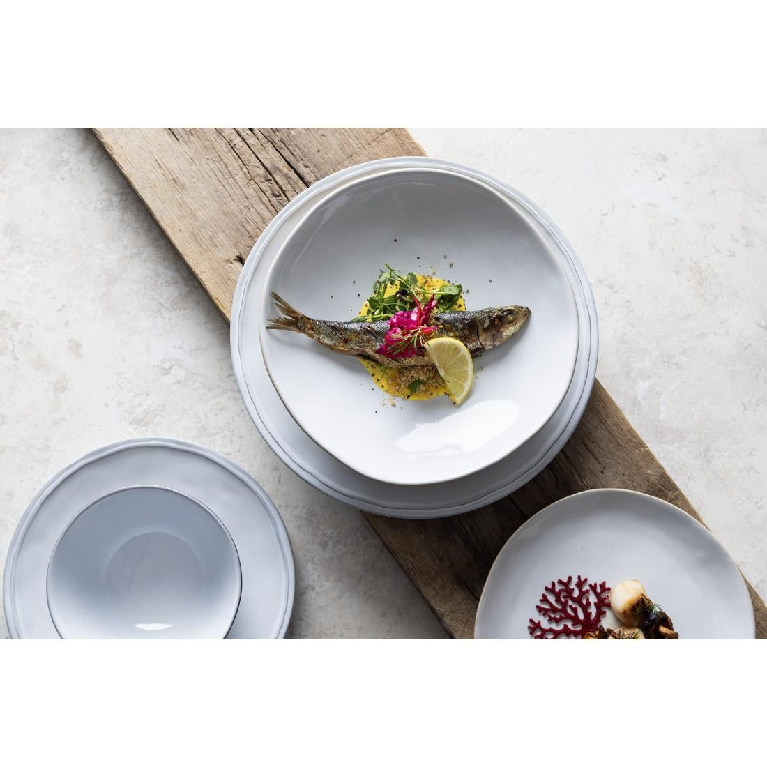 HS334 - Olympia Raw Recycled Clay Natural Coupe Bowls 230mm (6 Pack)