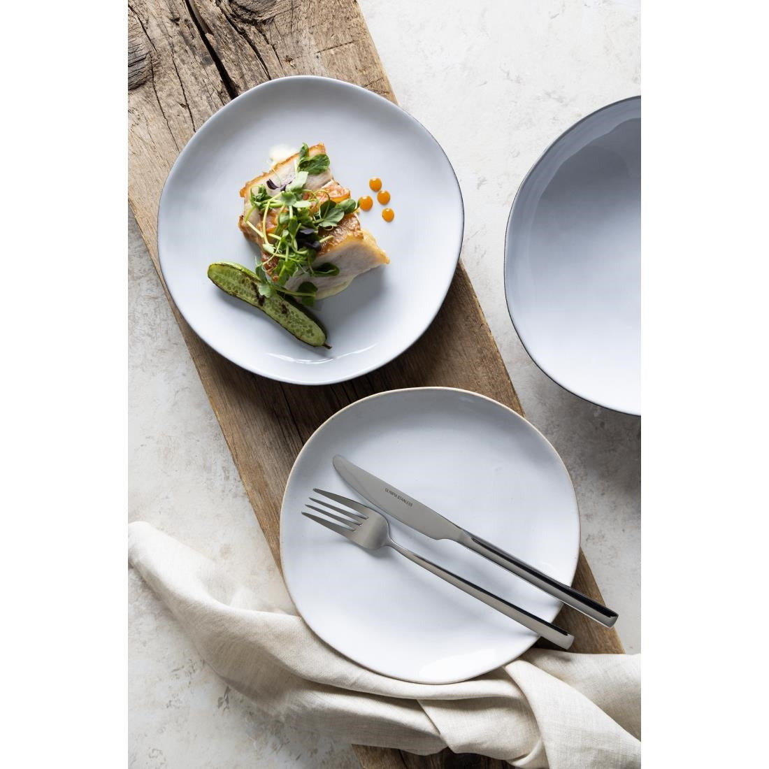 HS336 - Olympia Raw Recycled Clay Charcoal Coupe Plates 220mm (6 Pack)