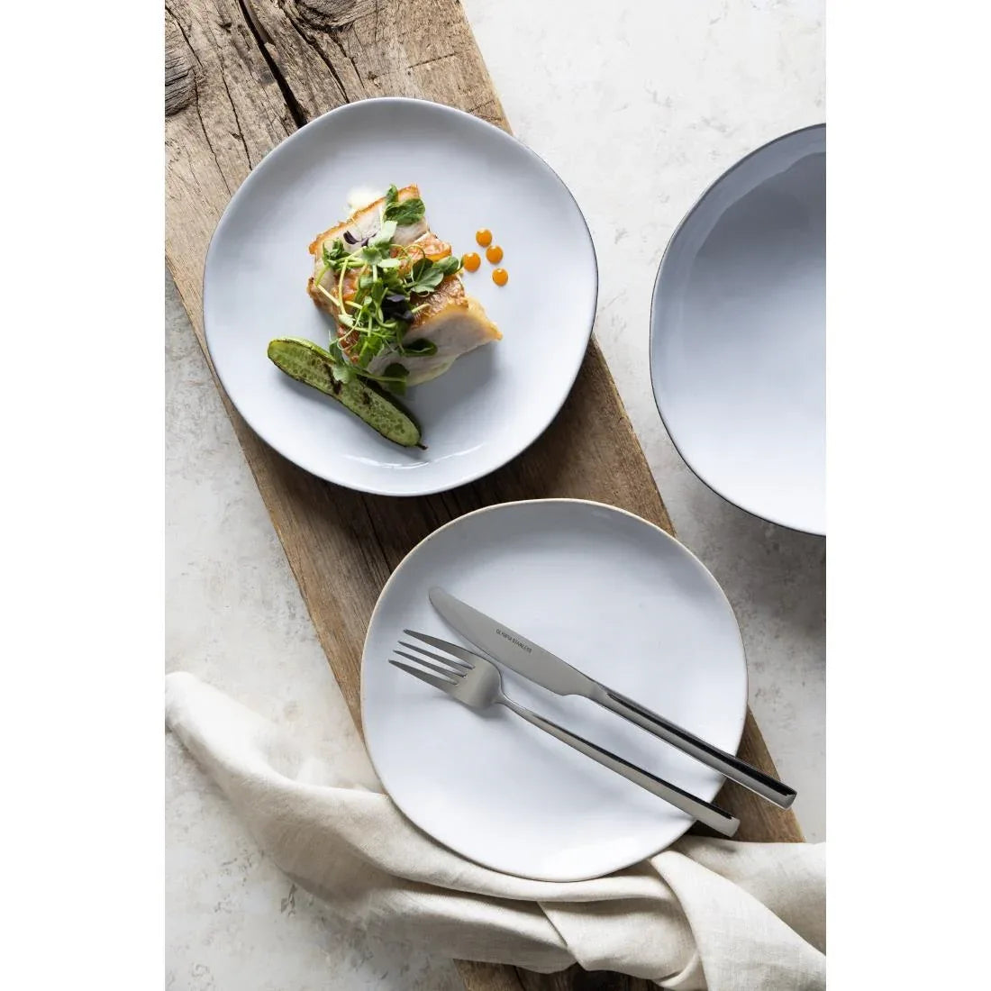 HS336 - Olympia Raw Recycled Clay Charcoal Coupe Plates 220mm (6 Pack)