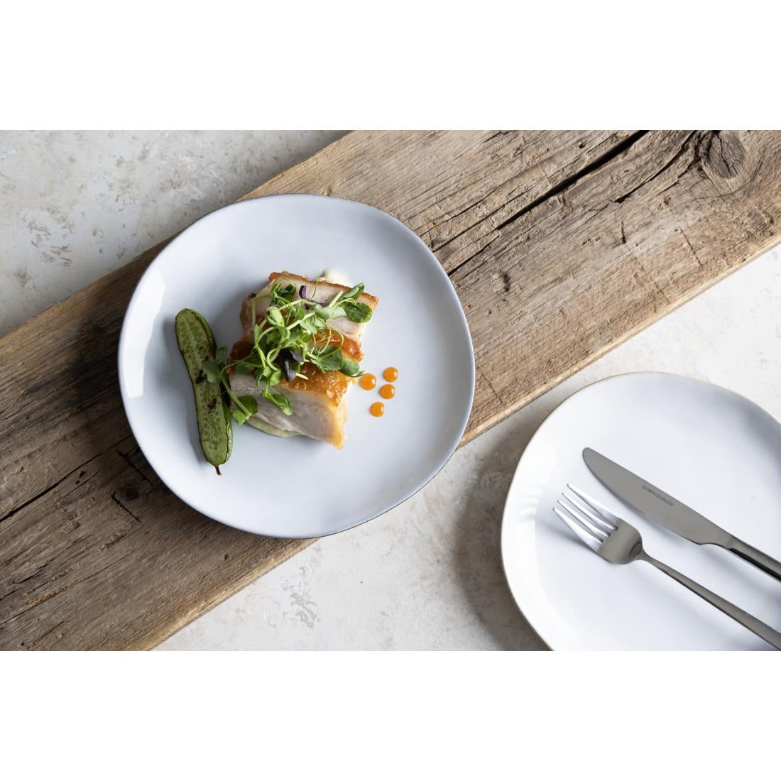 HS336 - Olympia Raw Recycled Clay Charcoal Coupe Plates 220mm (6 Pack)