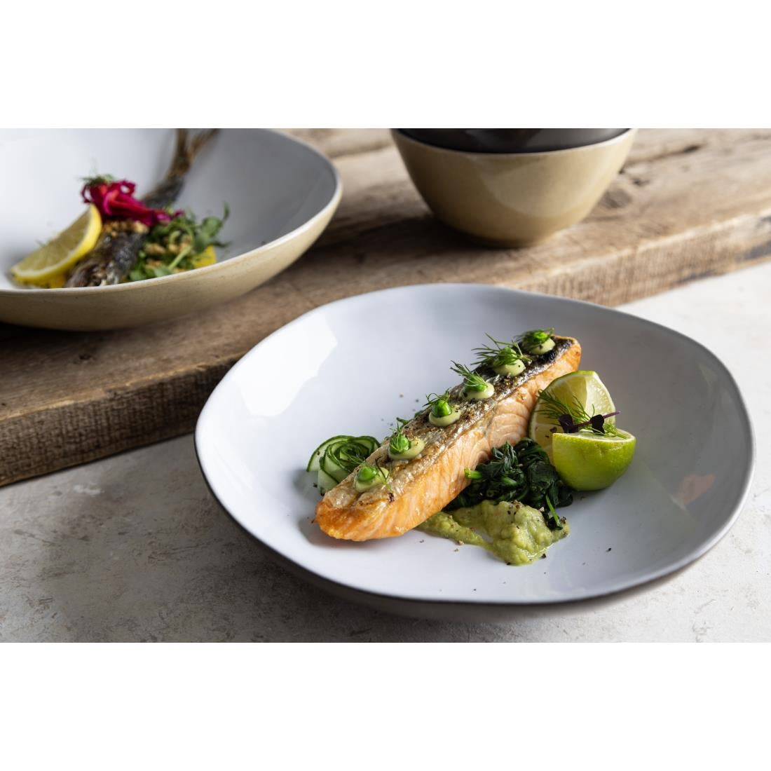 HS338 - Olympia Raw Recycled Clay Charcoal Coupe Bowls 230mm (6 Pack)