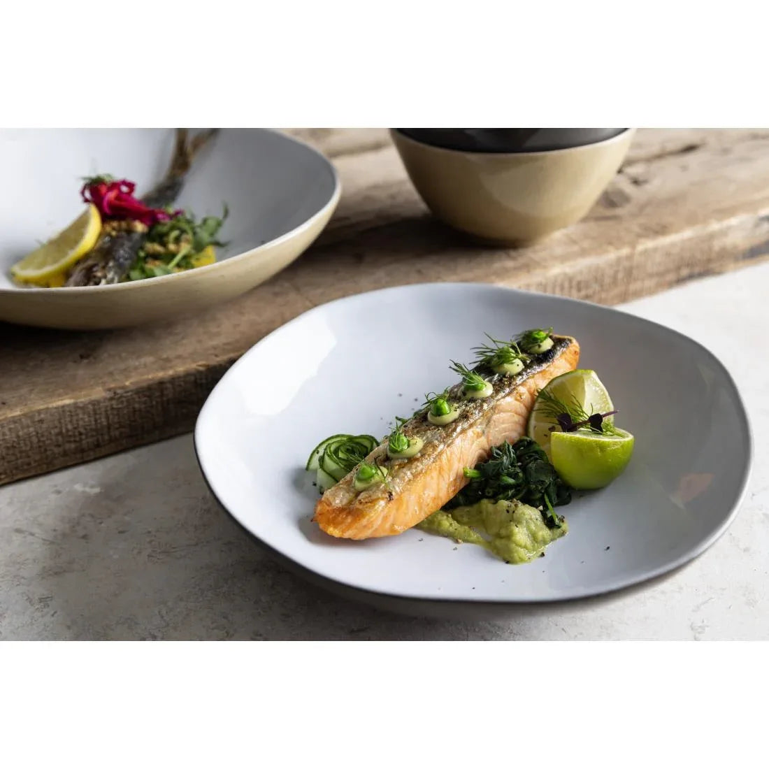 HS338 - Olympia Raw Recycled Clay Charcoal Coupe Bowls 230mm (6 Pack)