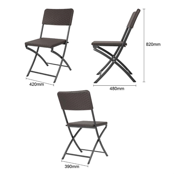 HS558 Bolero Rattan Folding Chairs Brown (Pack of 2)