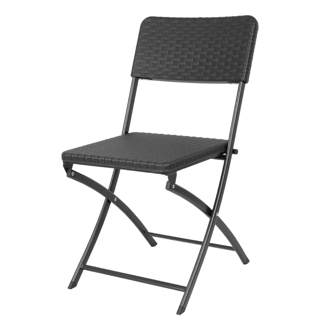 HS559 Bolero Rattan Folding Chair Black (Pack of 2)