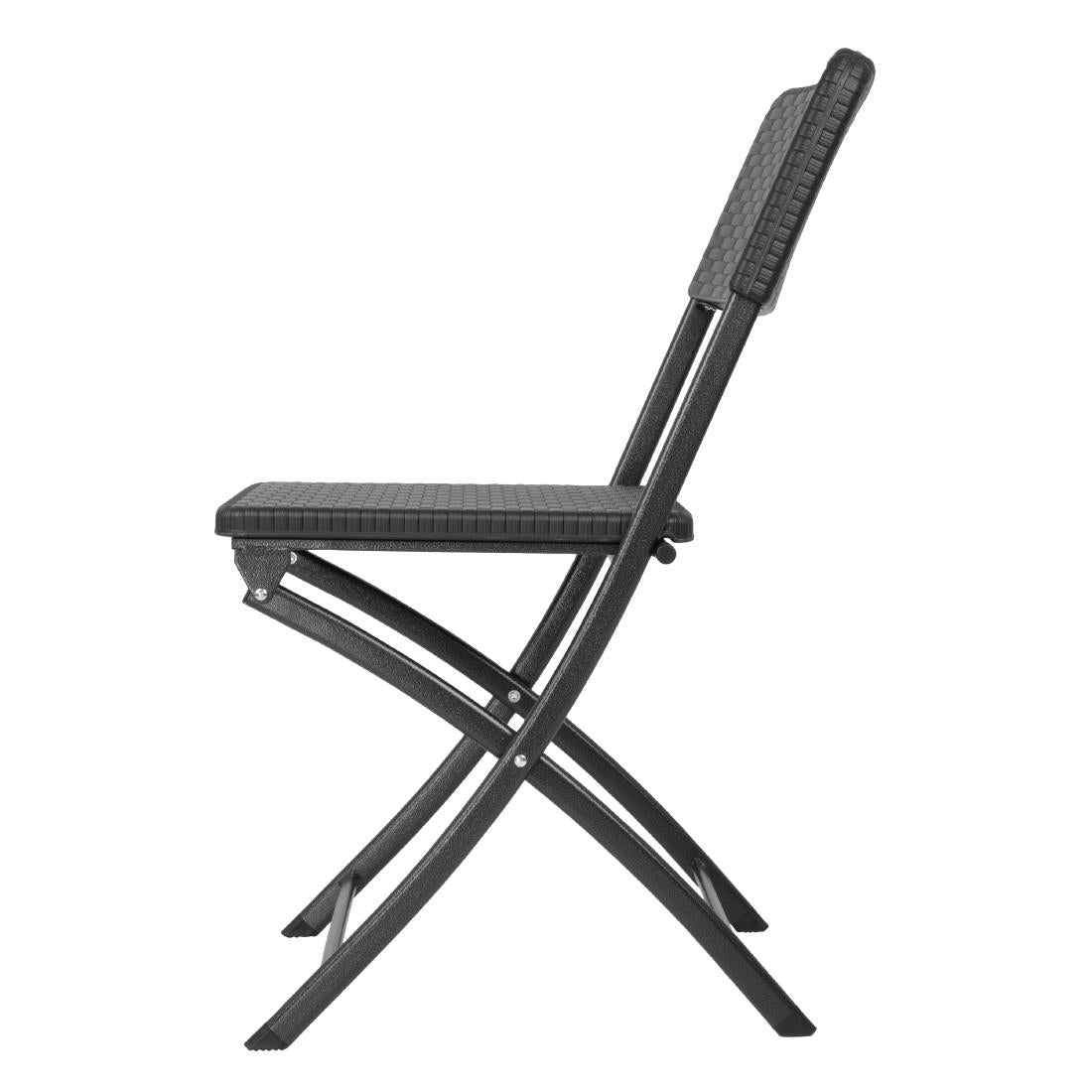 HS559 Bolero Rattan Folding Chair Black (Pack of 2)