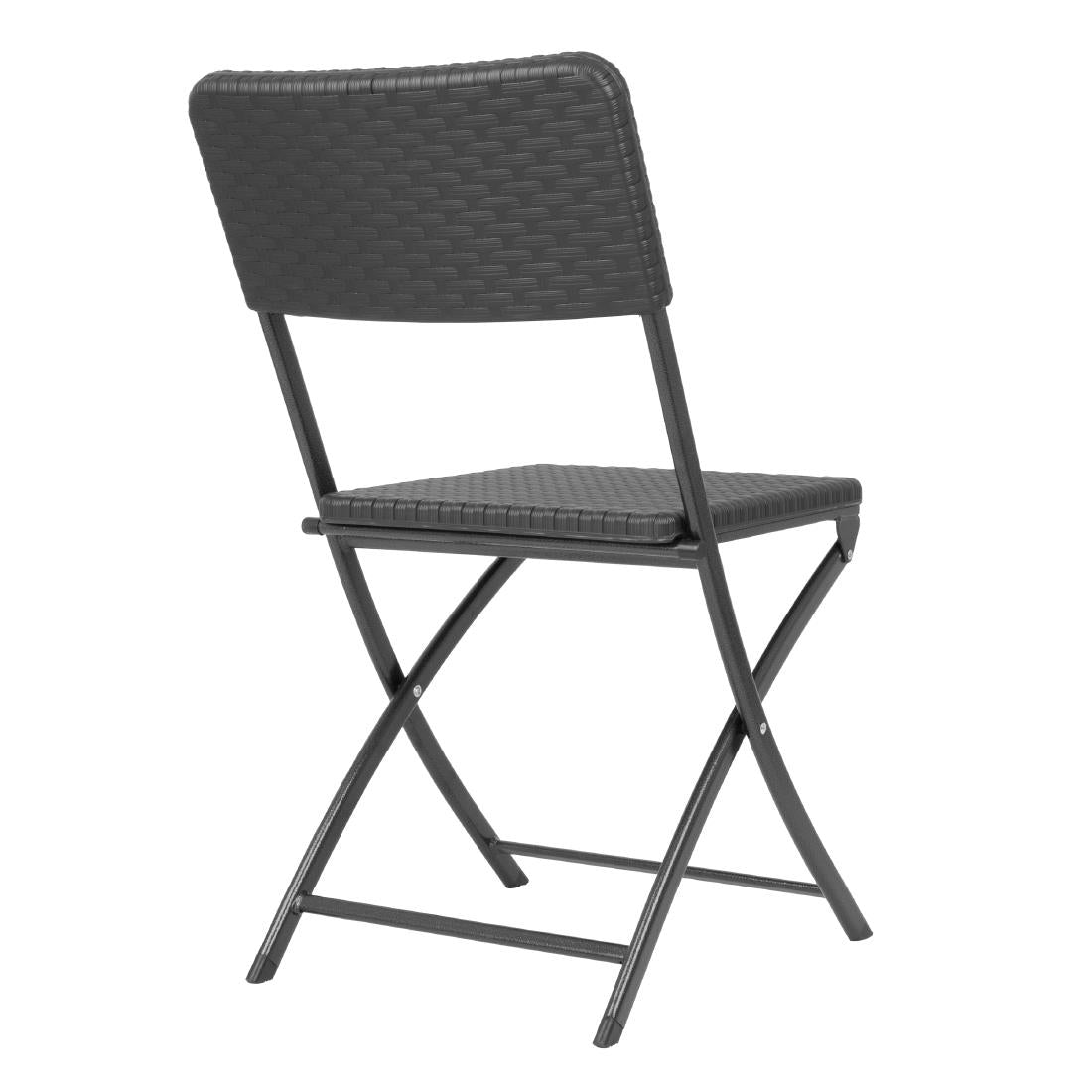 HS559 Bolero Rattan Folding Chair Black (Pack of 2)