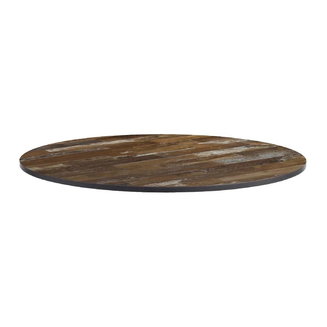 HS694 Extrema Round Planked Vintage Wood Table Top 600mm - JD Catering Equipment Solutions Ltd