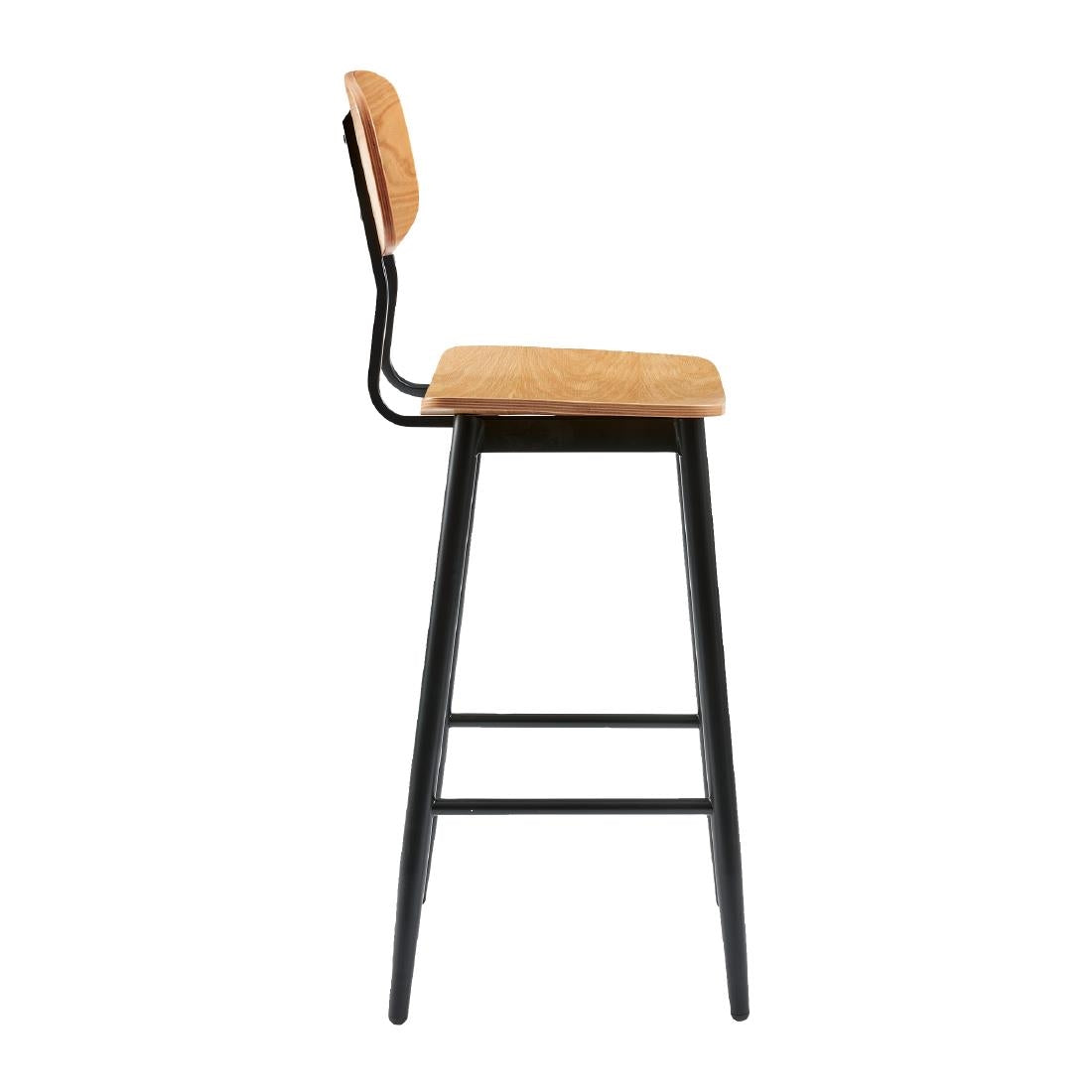 HS737 Juna Bar Stool Ply Oak & Black Steel (Pack of 2)