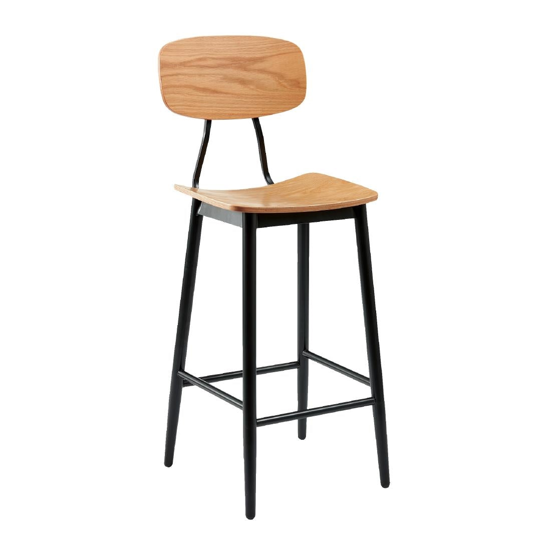 HS737 Juna Bar Stool Ply Oak & Black Steel (Pack of 2)
