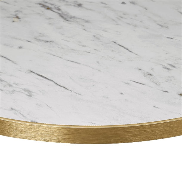 HS760 Omega Round Laminate Table Top White Carrara Marble 600mm