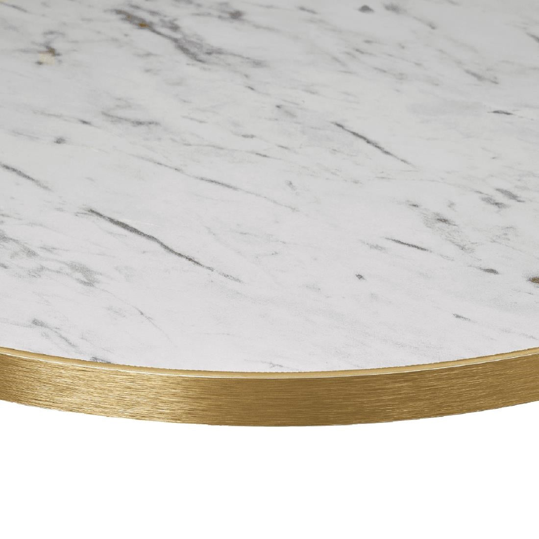 HS762 Omega Round Laminate Table Top White Carrara Marble 700mm