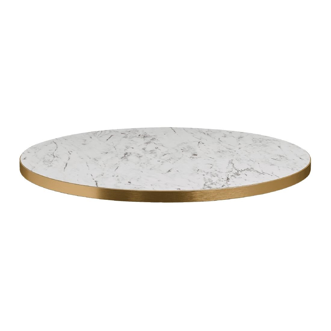 HS762 Omega Round Laminate Table Top White Carrara Marble 700mm