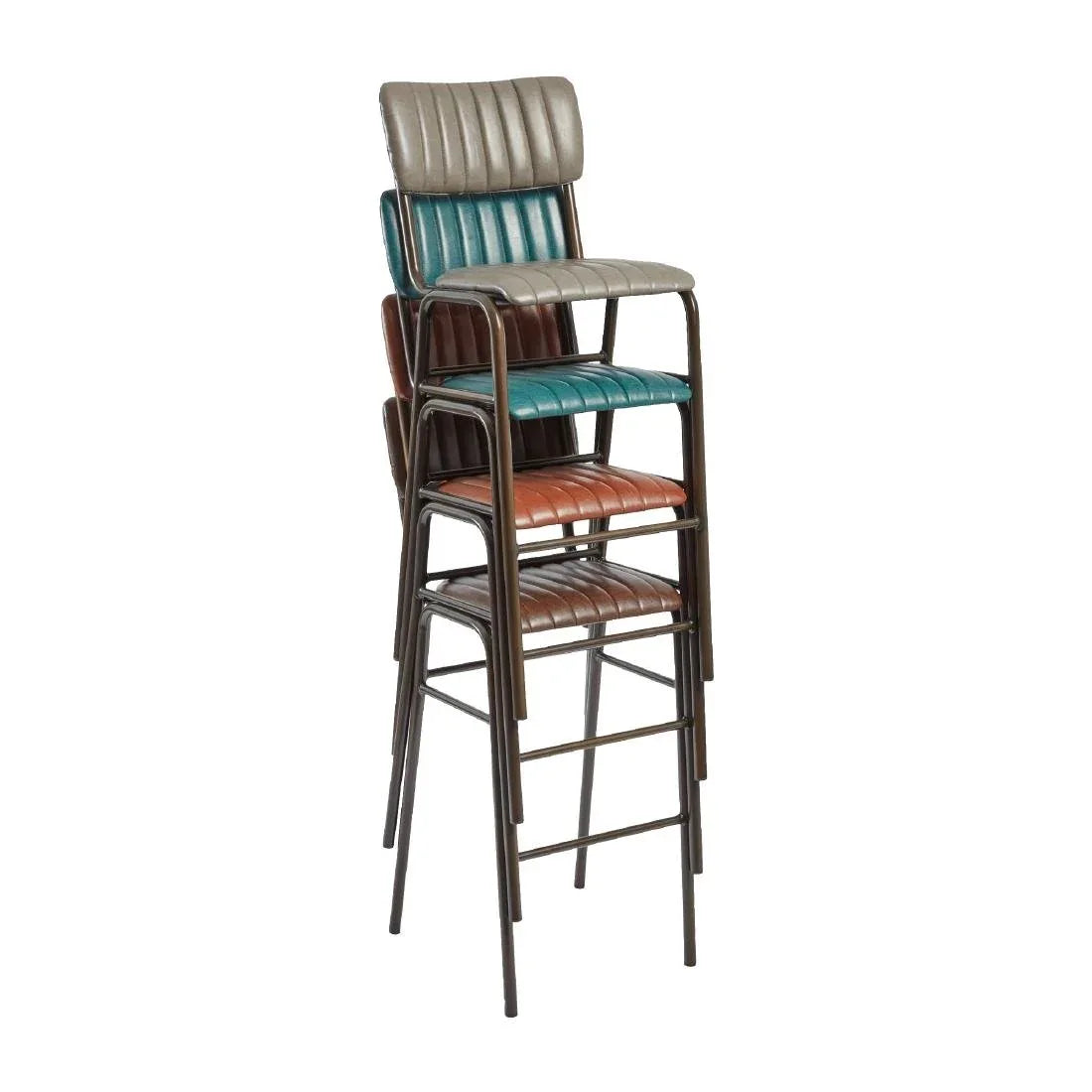 HS785 Tavo Stacking Bar Stool Vintage Dark Grey (Pack of 2) - JD Catering Equipment Solutions Ltd