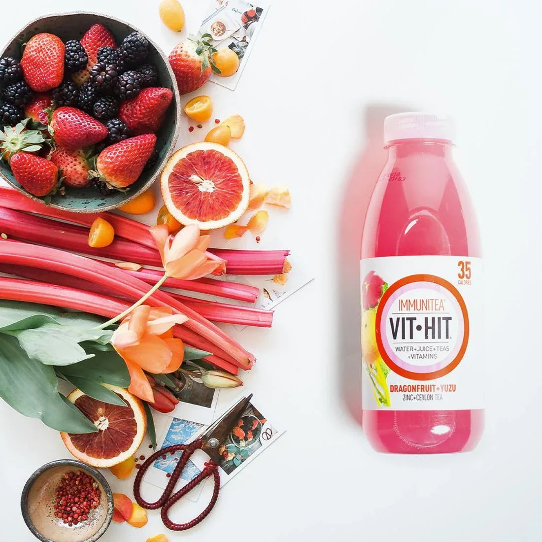 HS825 VITHIT Immunitea Dragonfruit & Yuzu Vitamin Water 500ml (Pack of 12) - JD Catering Equipment Solutions Ltd