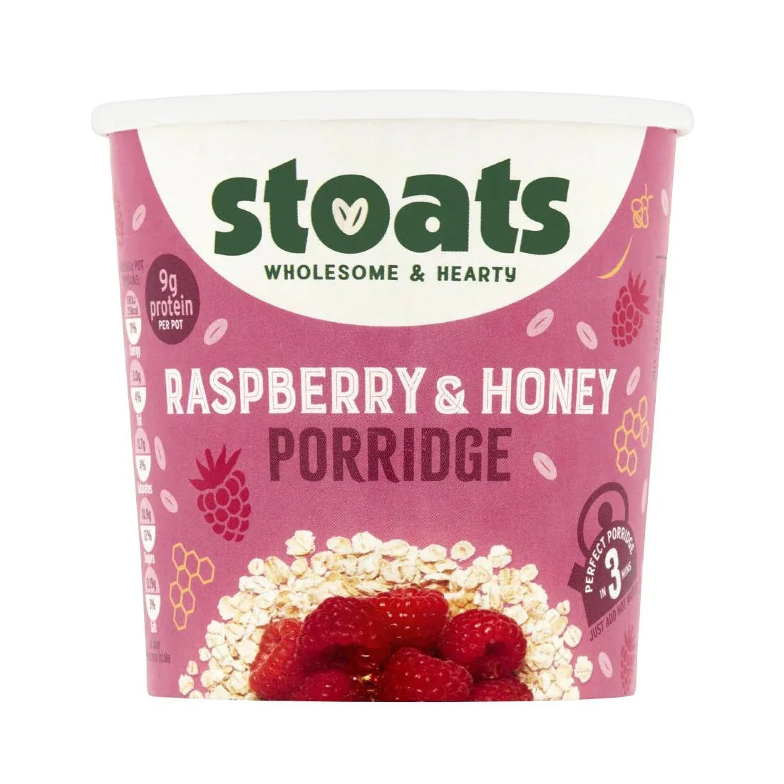HS853 Stoats Raspberry & Honey Porridge Pots 60g (Pack of 16) - JD Catering Equipment Solutions Ltd