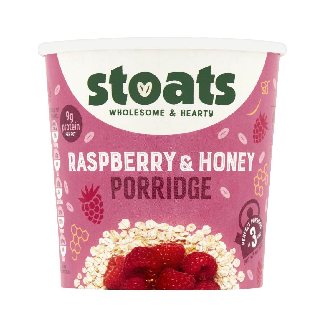 HS853 Stoats Raspberry & Honey Porridge Pots 60g (Pack of 16)