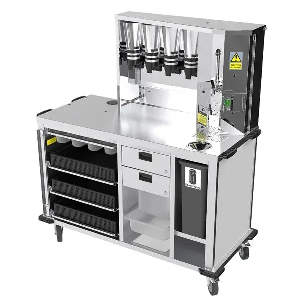 HS898 Moffat BTX Beverage & Breakfast Trolley with 2 End Shelves 2.3kW. Width: 1344mm