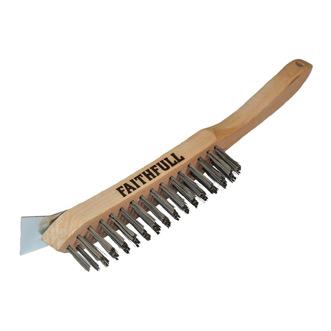 JF948 Faithfull Heavy Duty Wire Grill Brush 4 Row with Scraper