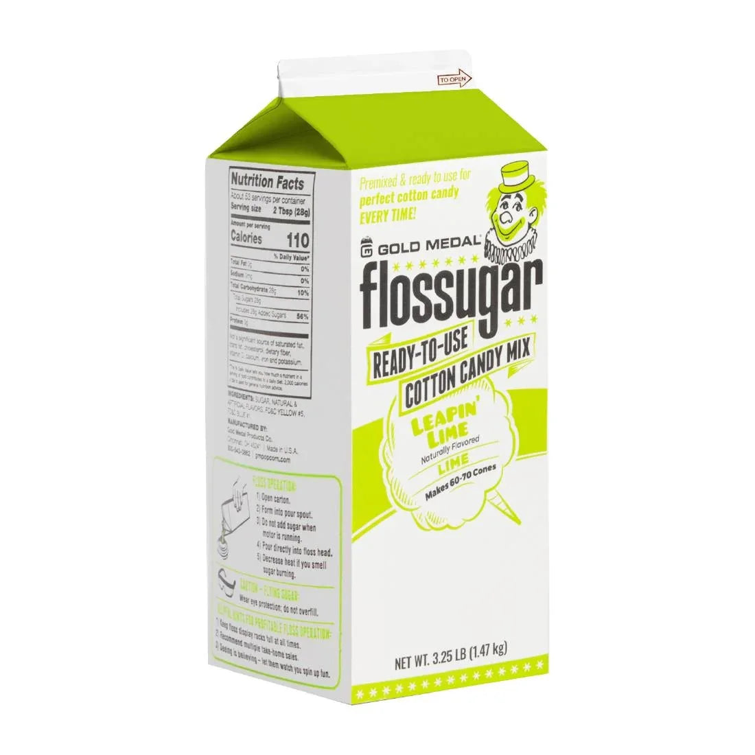 HS990 Flossugar Lime Ready to Use Cotton Candy Mix 1.47kg