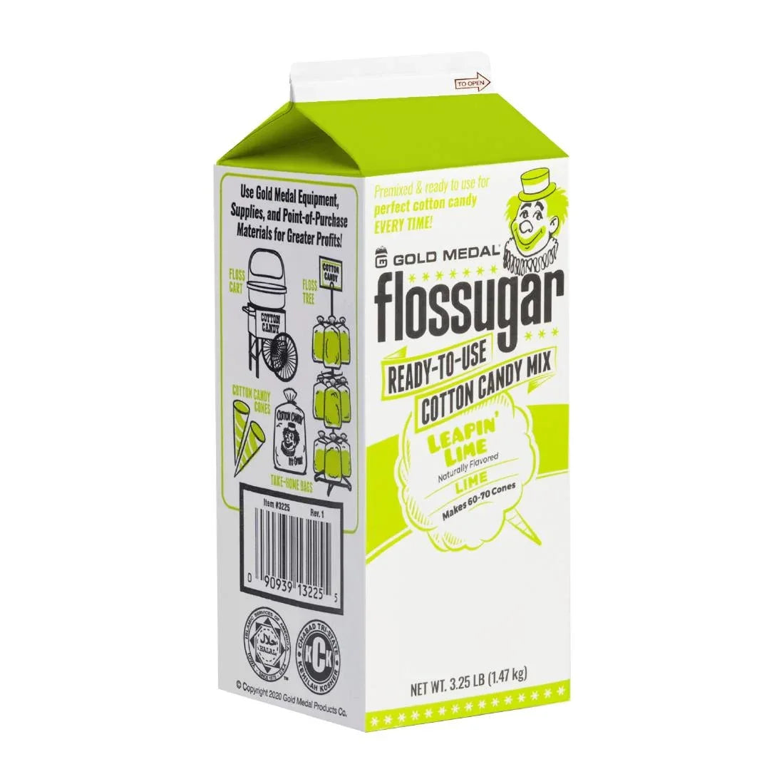 HS990 Flossugar Lime Ready to Use Cotton Candy Mix 1.47kg