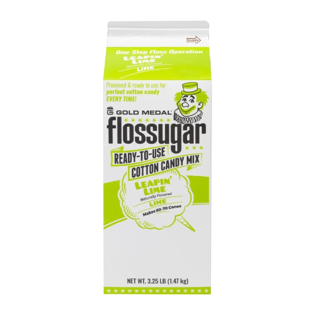 HS990 Flossugar Lime Ready to Use Cotton Candy Mix 1.47kg