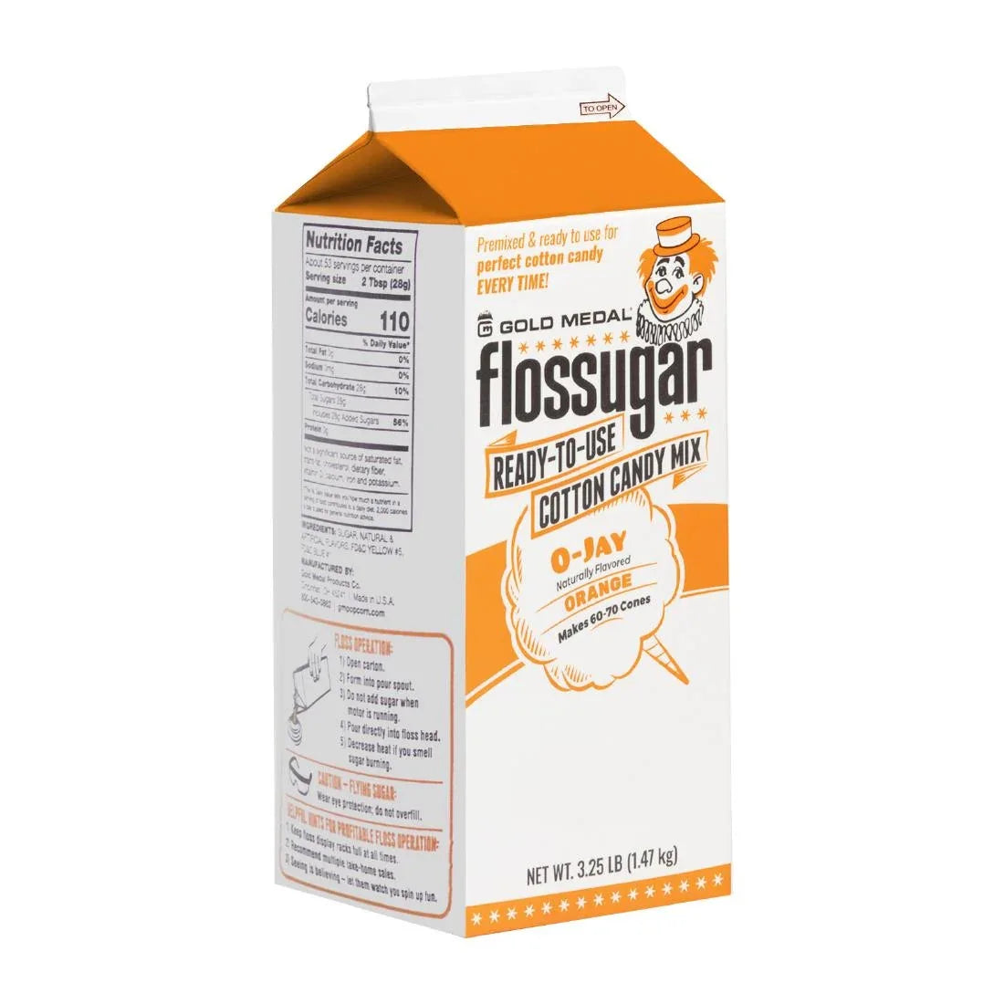 HS991 Flossugar Orange Ready to Use Cotton Candy Mix 1.47kg
