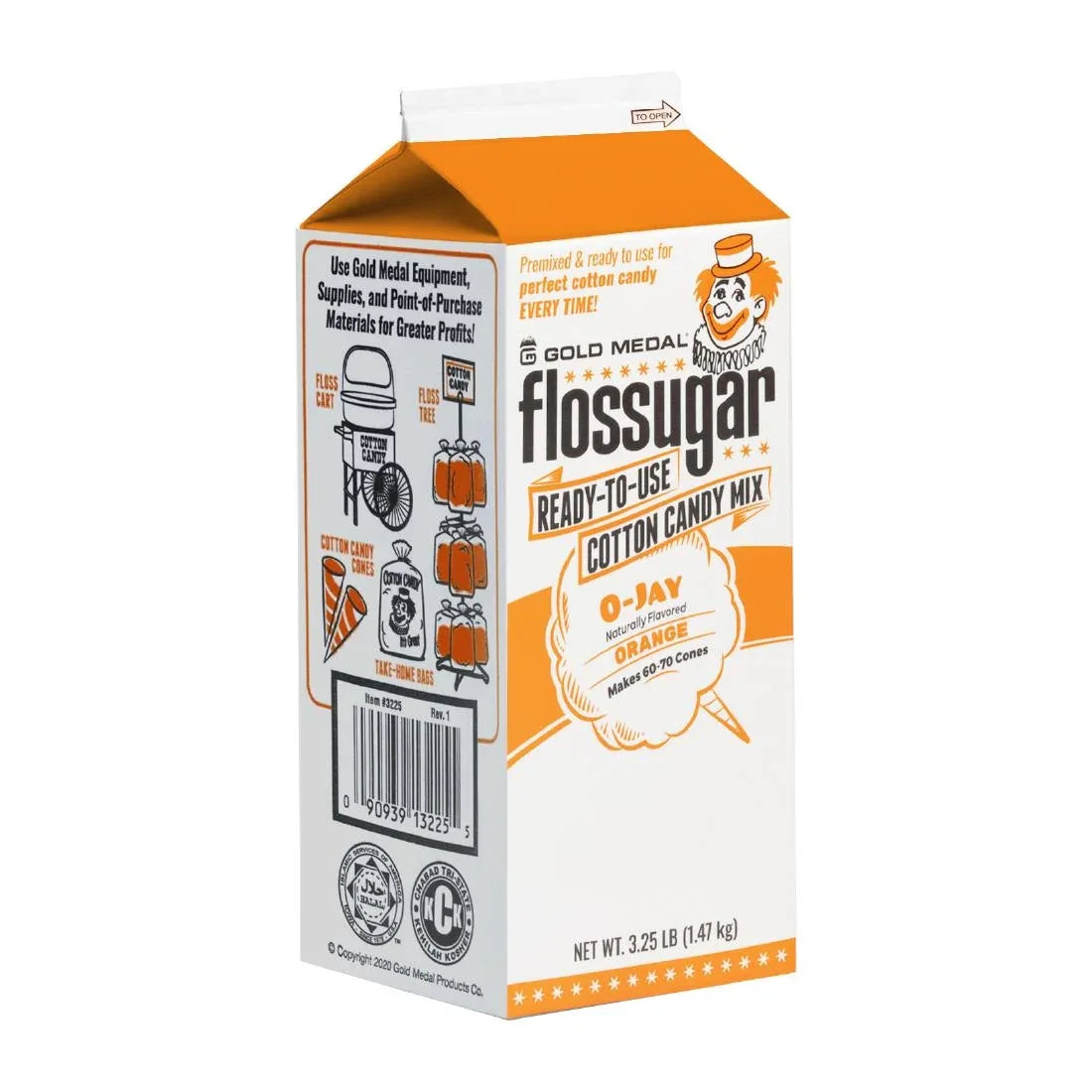 HS991 Flossugar Orange Ready to Use Cotton Candy Mix 1.47kg