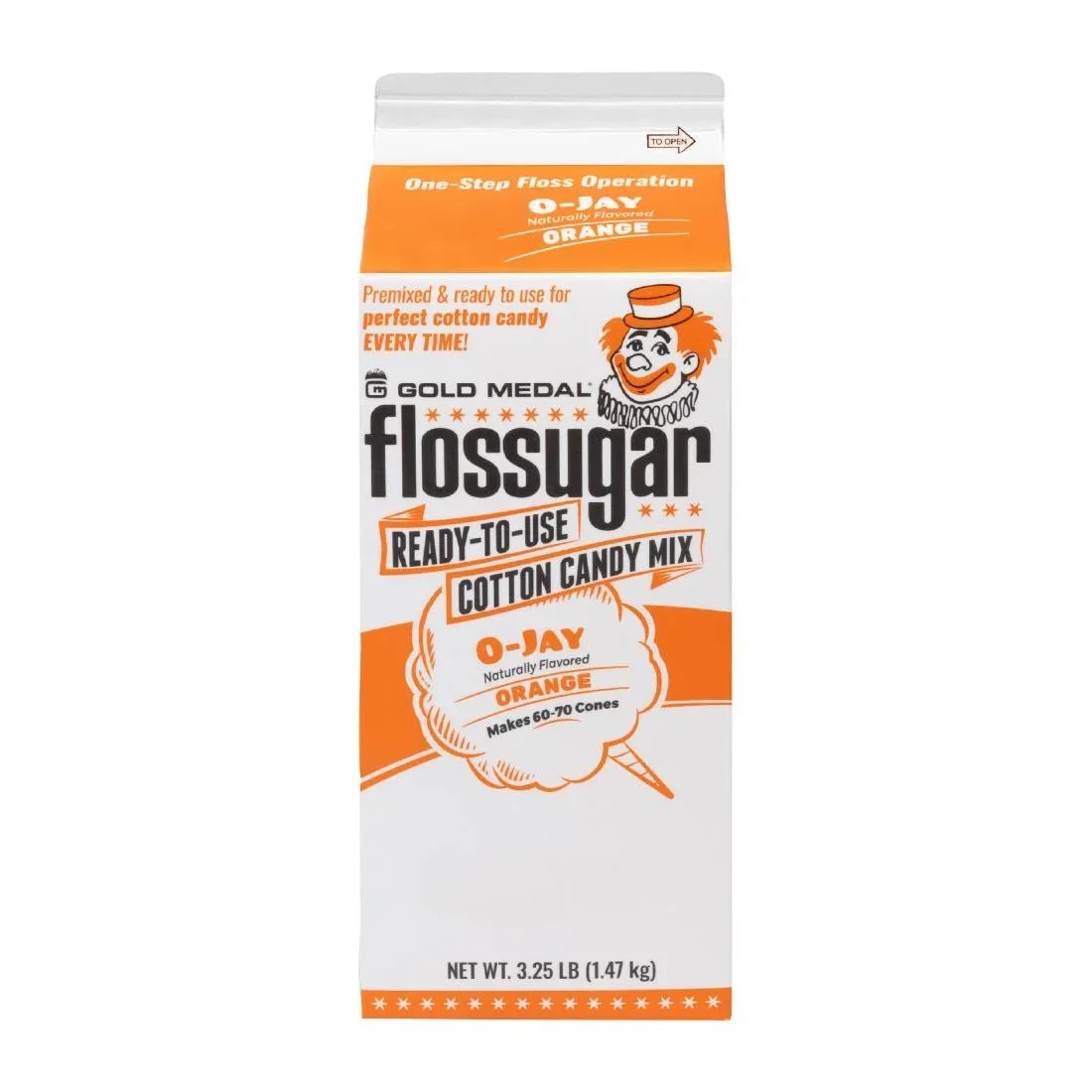 HS991 Flossugar Orange Ready to Use Cotton Candy Mix 1.47kg