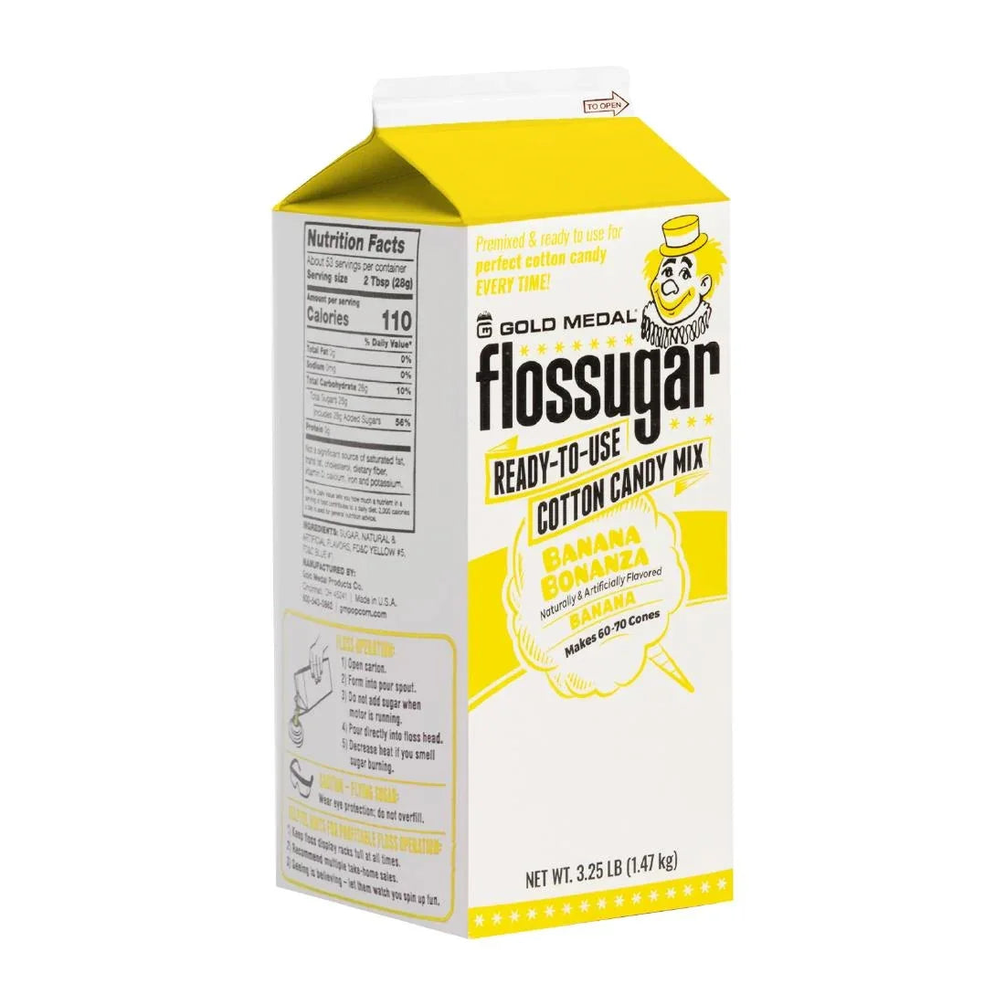 HS995 Flossugar Banana Ready to Use Cotton Candy Mix 1.47kg