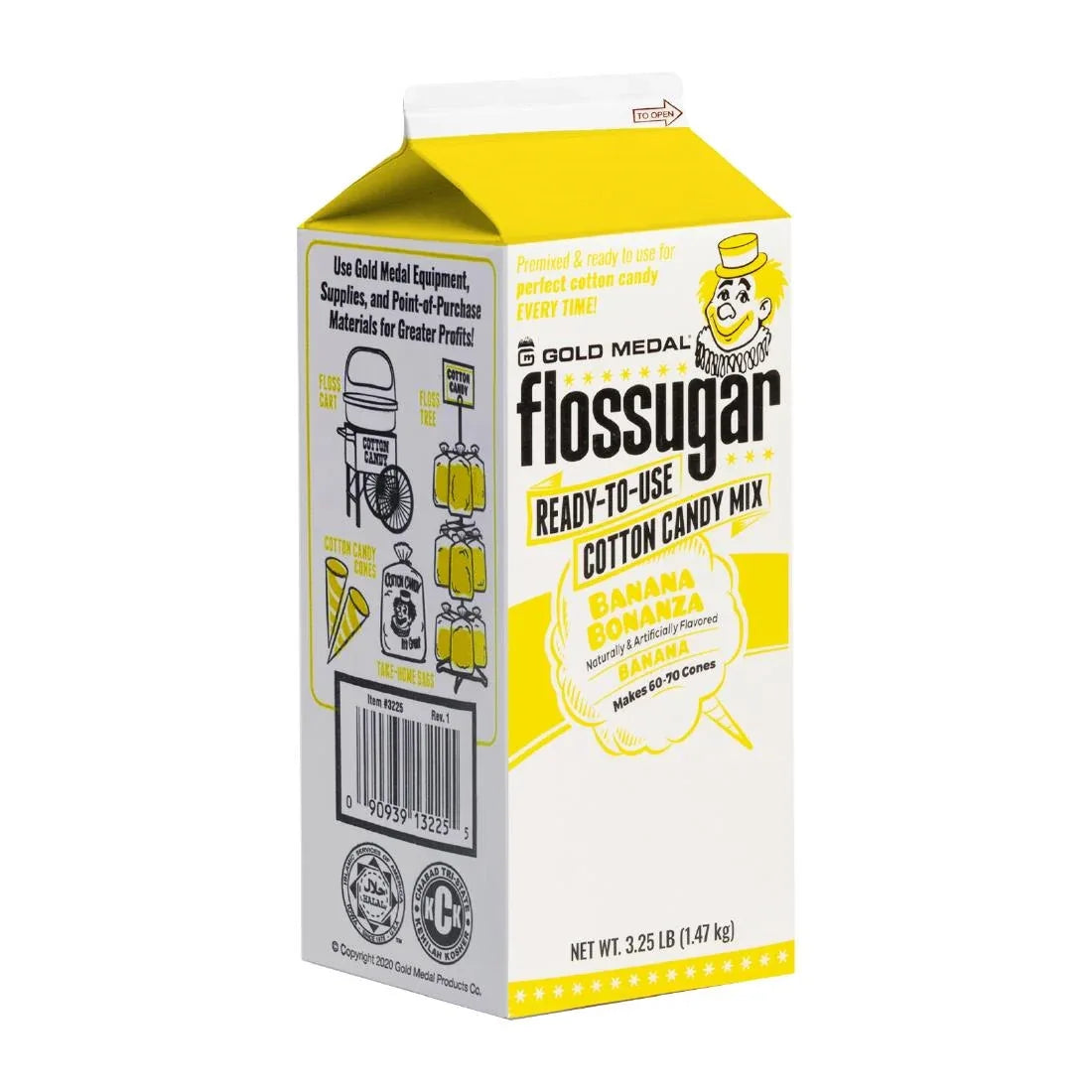HS995 Flossugar Banana Ready to Use Cotton Candy Mix 1.47kg