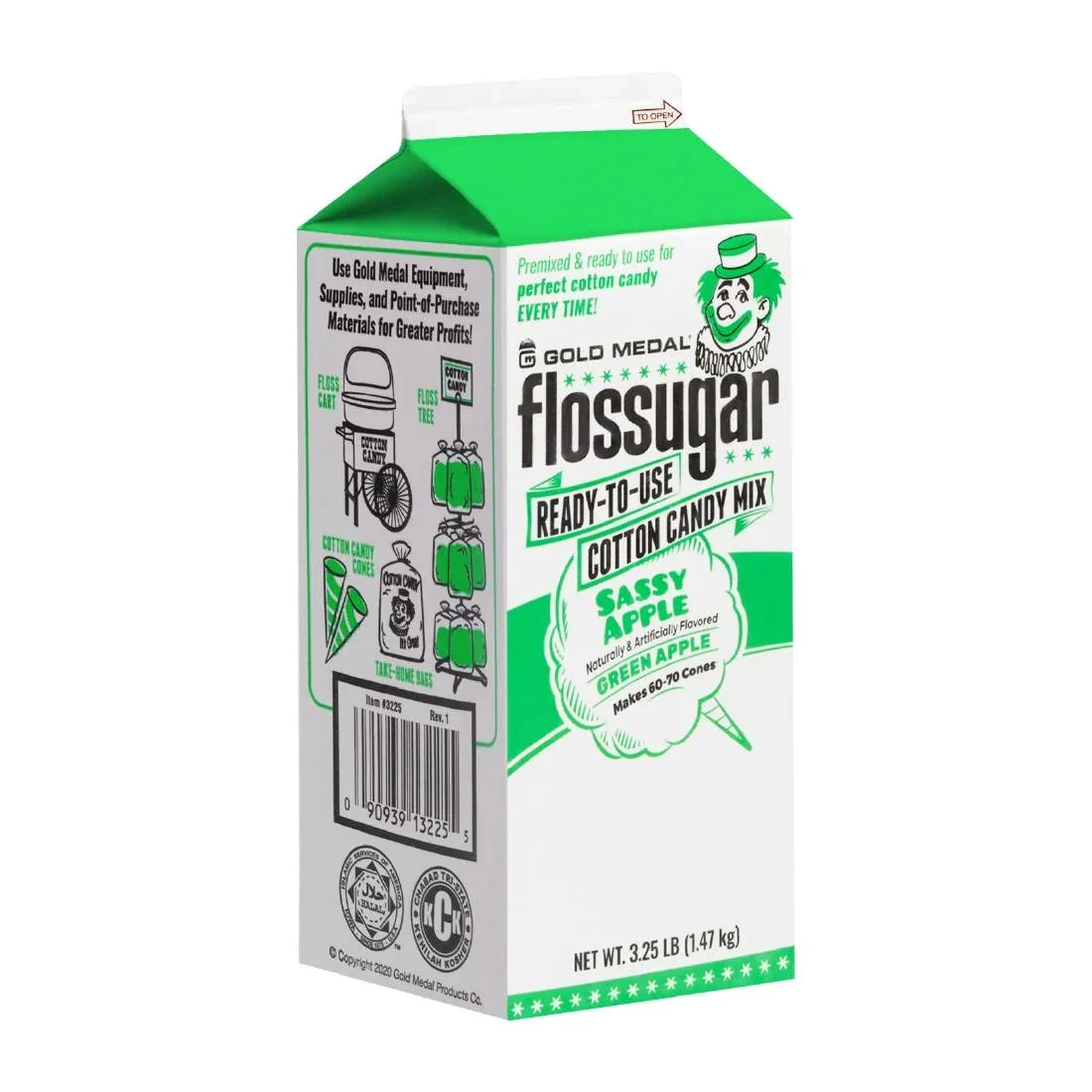 HS996 Flossugar Green Apple Ready to Use Cotton Candy Mix 1.47kg