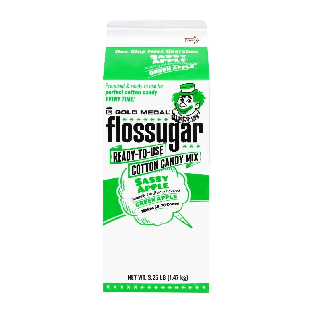 HS996 Flossugar Green Apple Ready to Use Cotton Candy Mix 1.47kg