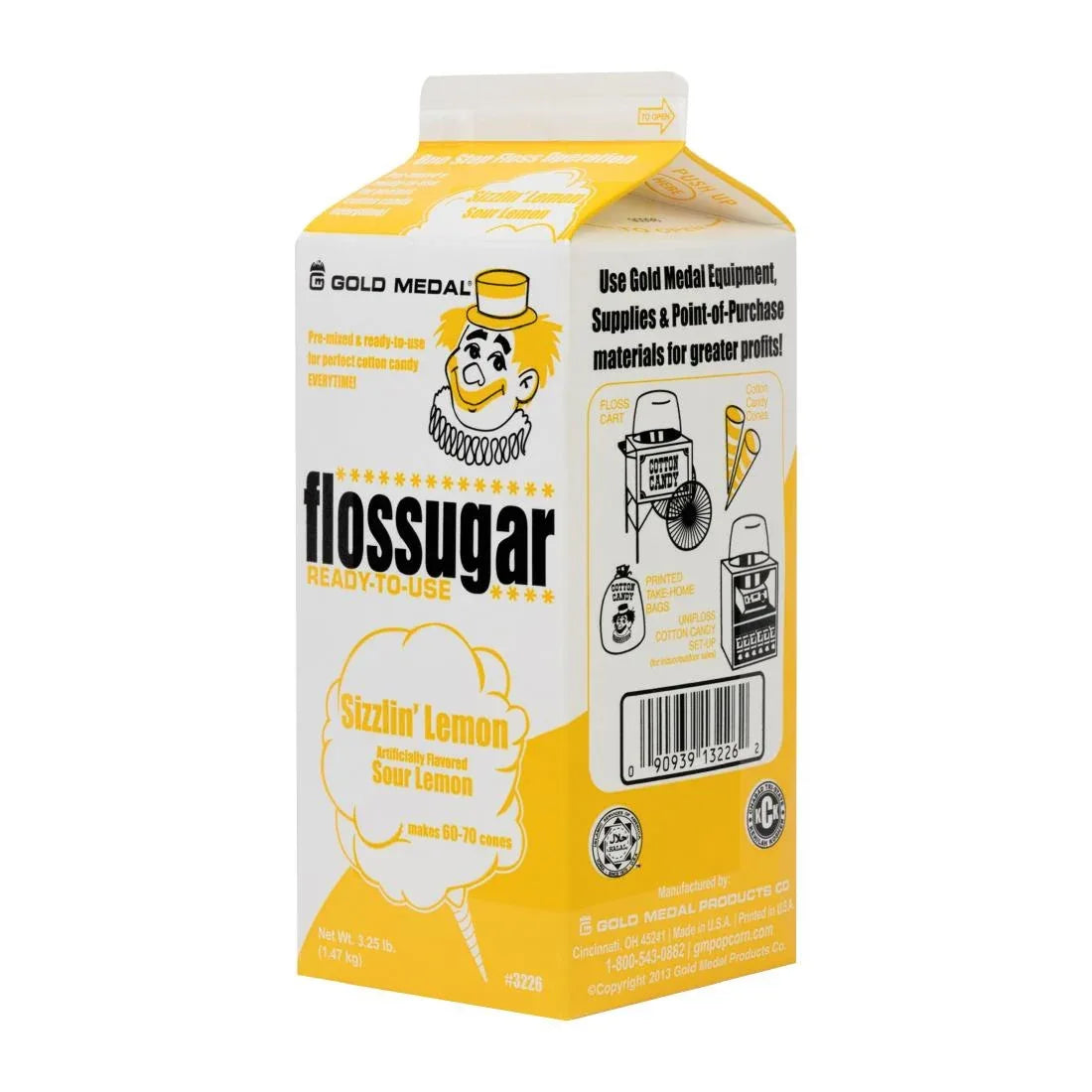 HS997 Flossugar Sour Lemon Ready to Use Cotton Candy Mix 1.47kg