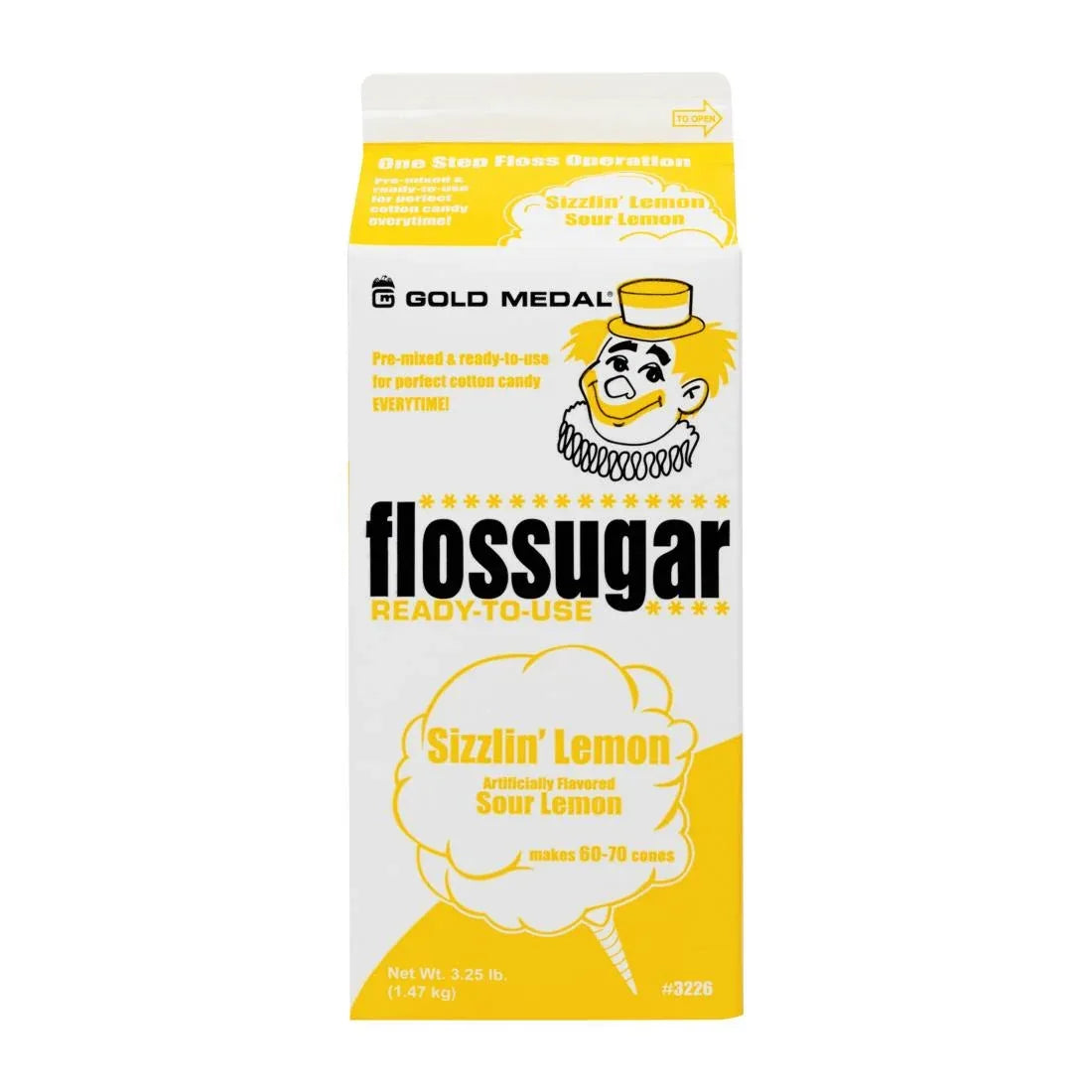 HS997 Flossugar Sour Lemon Ready to Use Cotton Candy Mix 1.47kg