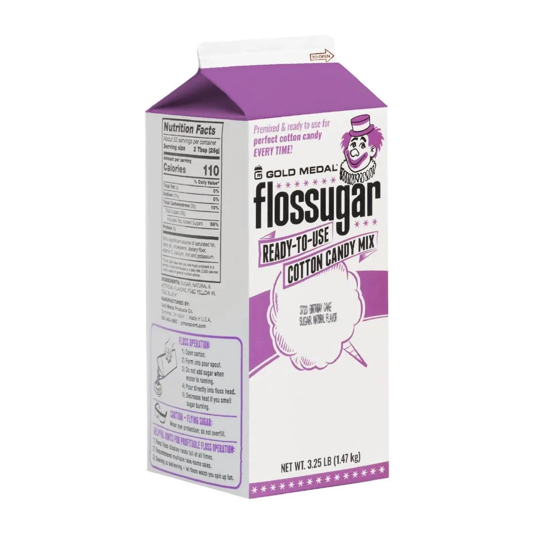 HS998 Flossugar Birthday Cake Ready to Use Cotton Candy Mix 1.47kg