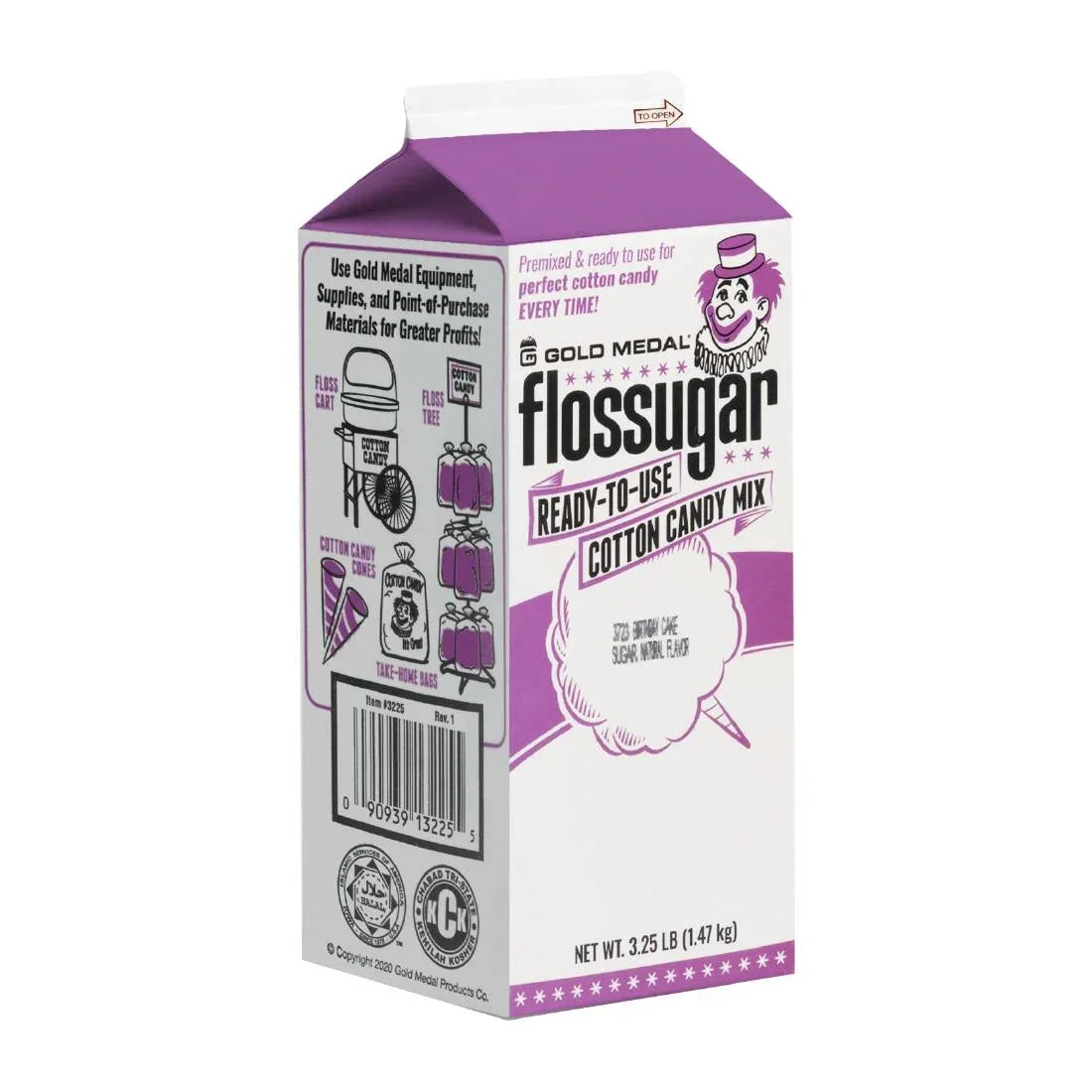 HS998 Flossugar Birthday Cake Ready to Use Cotton Candy Mix 1.47kg