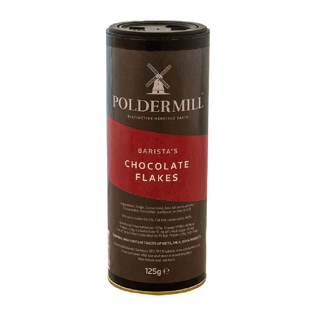 HT321 Poldermill Dark Chocolate Flakes Shaker Drum 125g