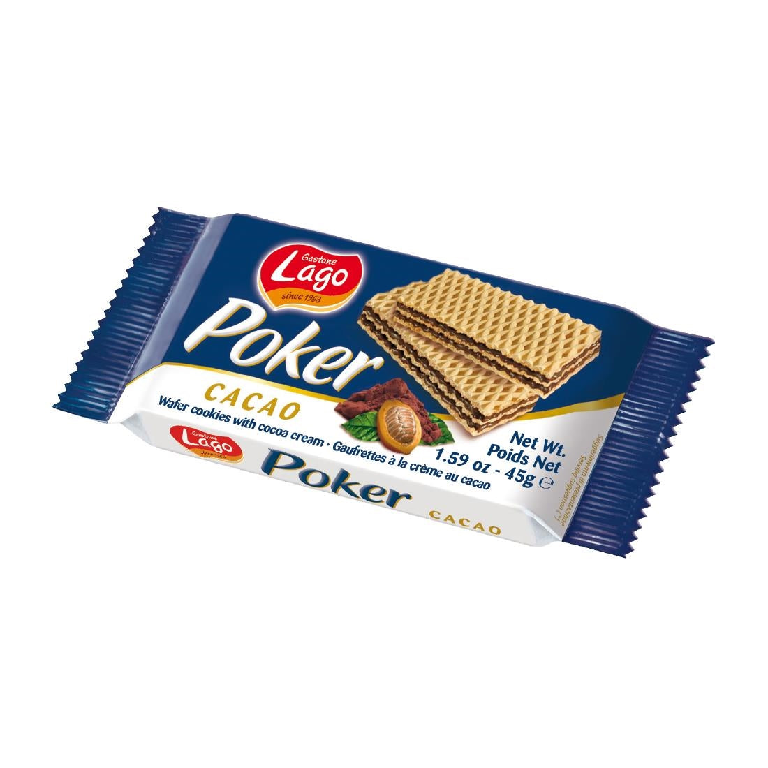 HT325 Gastone Lago Poker Cocoa Creme Wafers 45g (Pack of 20)