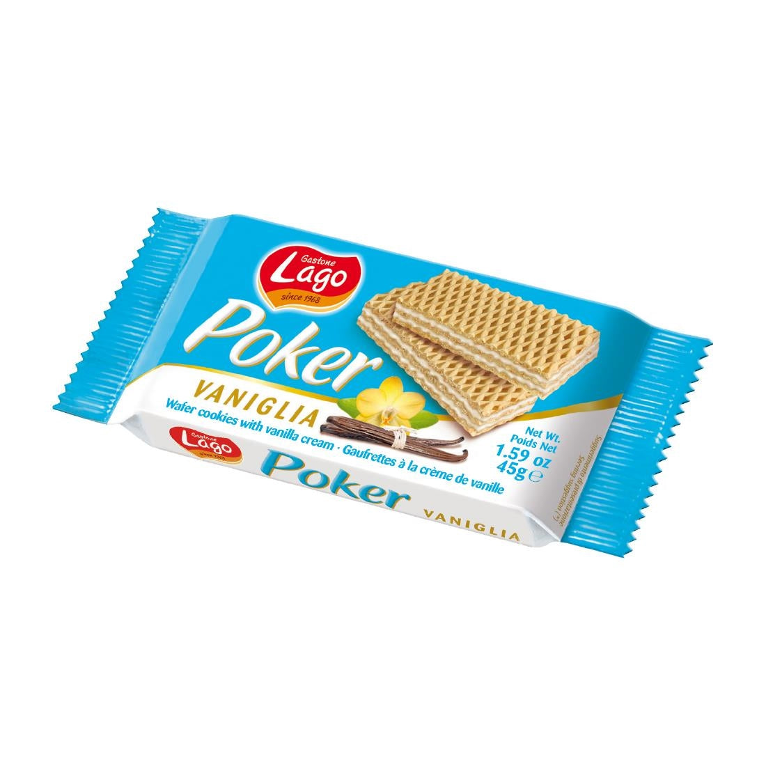 HT327 Lago Poker Vanilla Cream Wafers 45g (Pack of 20)