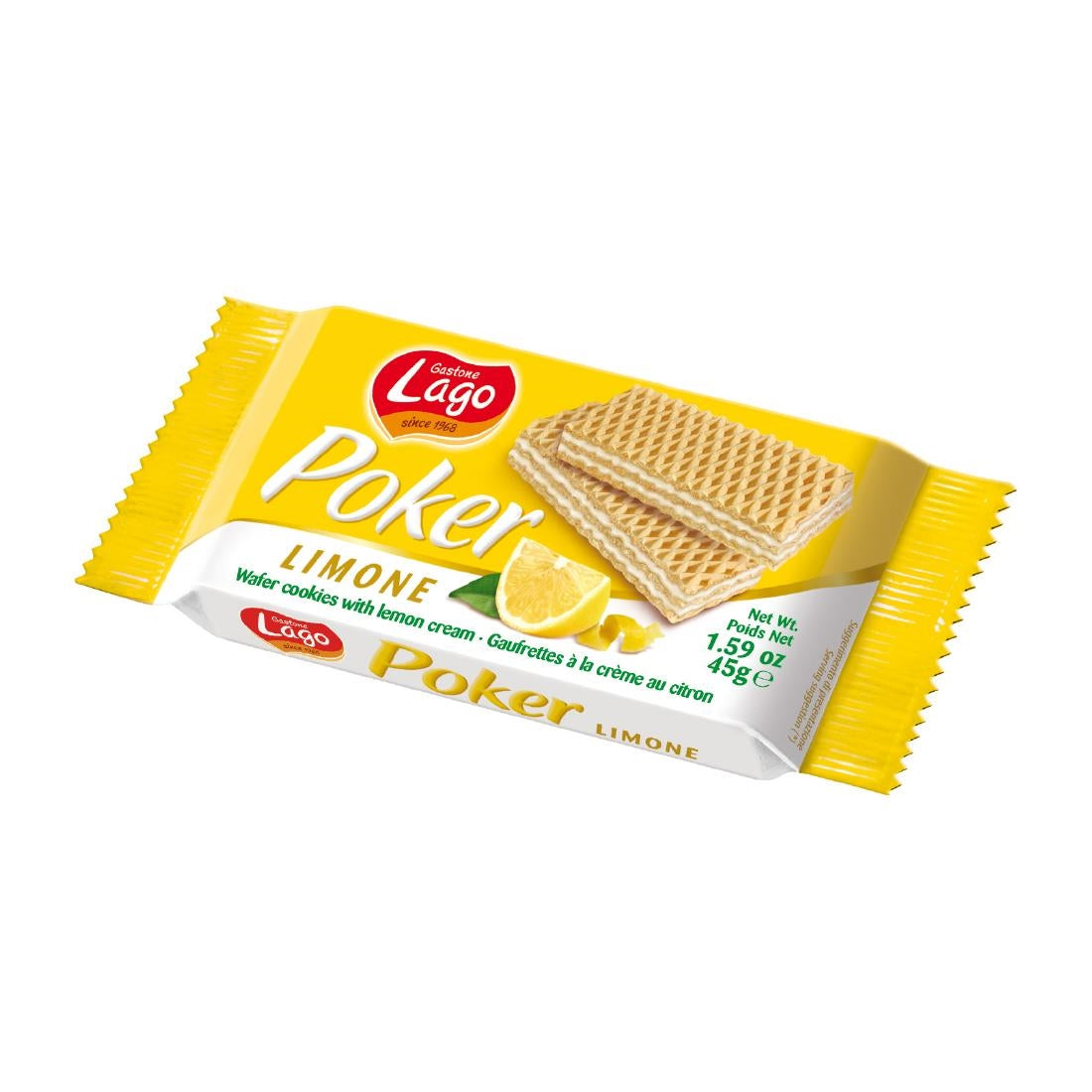 HT329 Lago Poker Lemon Cream Wafers 45g (Pack of 20)