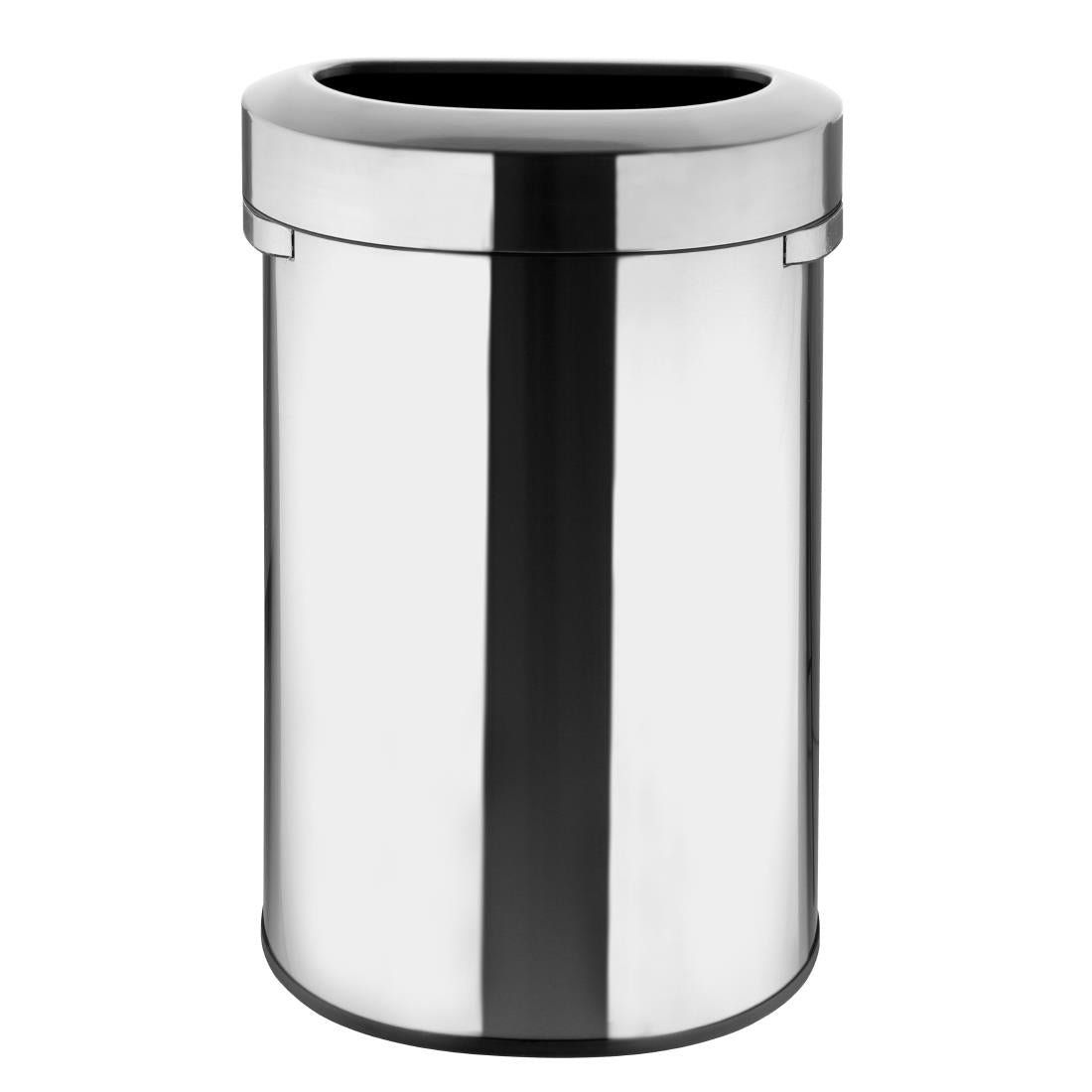 HT463 Bolero 'D' Shape Brushed Steel Bin with Open Lid 86Ltr