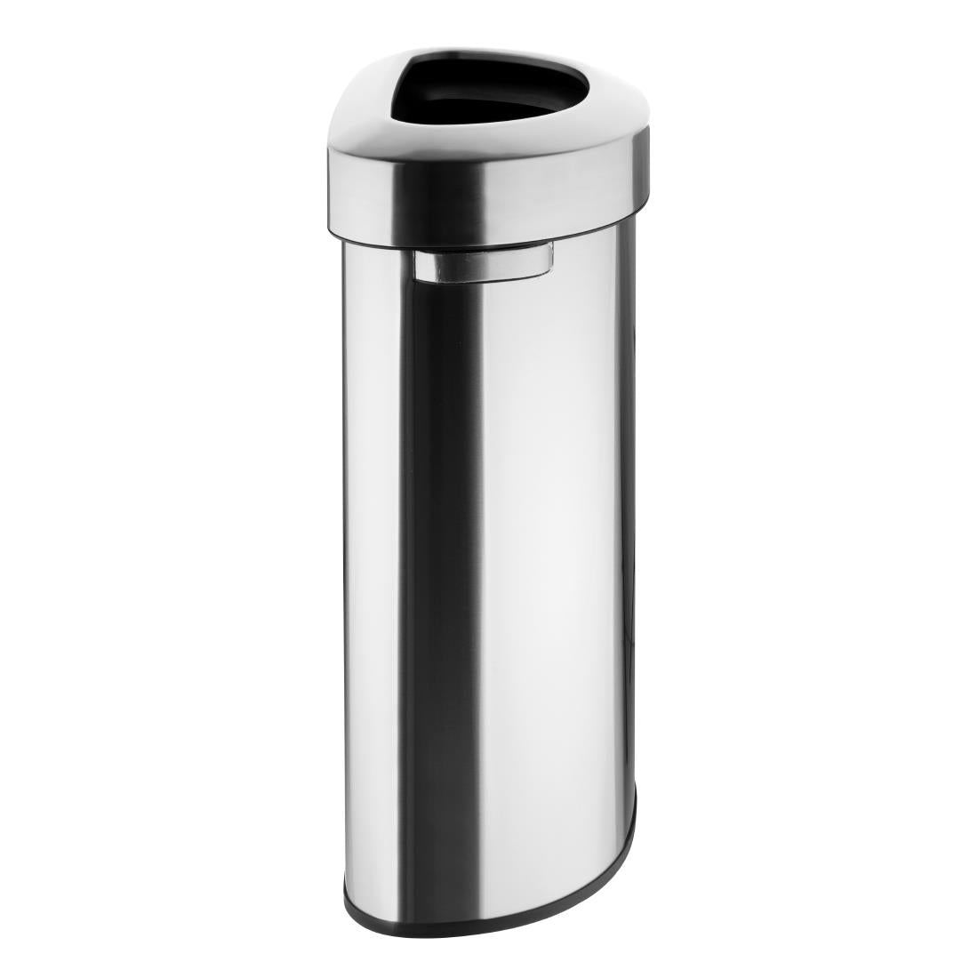 HT463 Bolero 'D' Shape Brushed Steel Bin with Open Lid 86Ltr